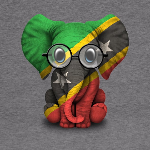 Baby Elephant with Glasses and Saint Kitts Flag by jeffbartels
